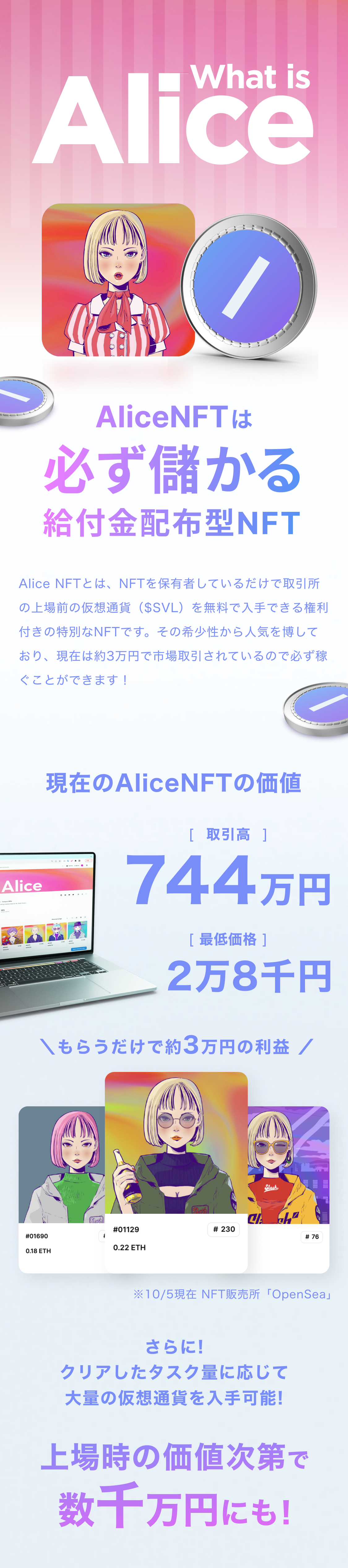 AliceNFTは必ず儲かる給付金NFT